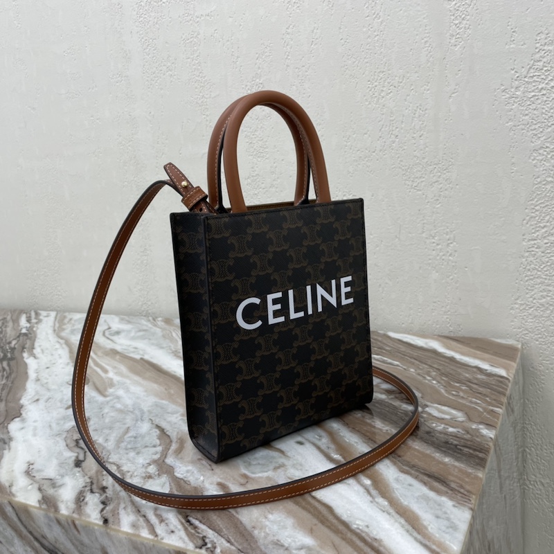Celine Mini Vertical Cabas in Triomphe Canvas and calfskin with Celine ...