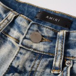 Replica Amiri Leather Stitch Logo Jean Clay Indigo
