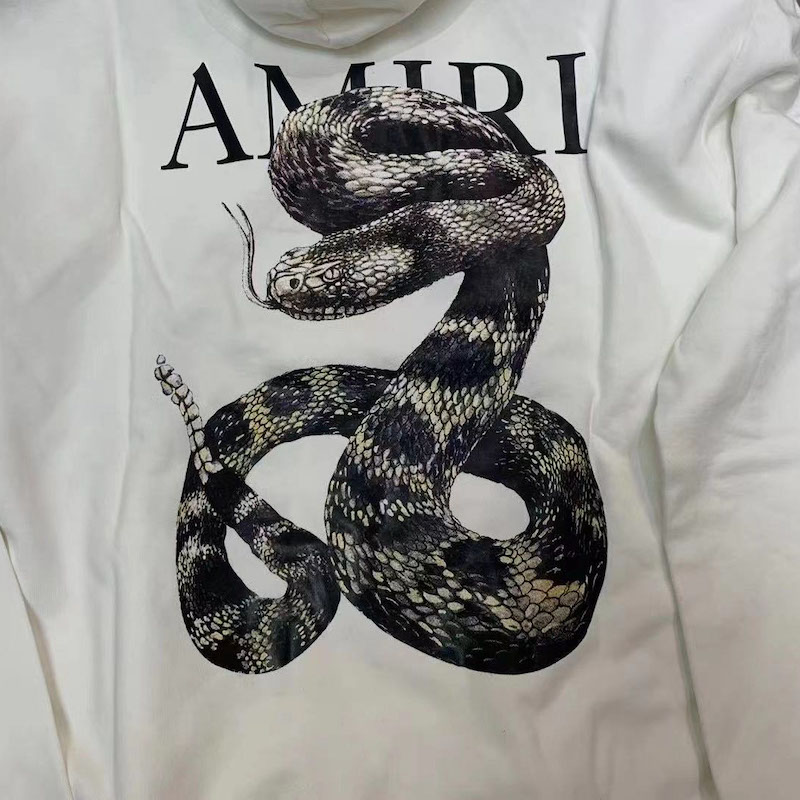 Amiri Snake Cotton Jersey Hooides White