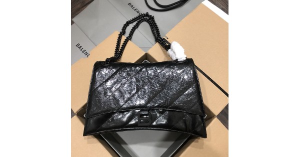 Balenciaga Women's Crush Medium Chain Bag Quilted in Black