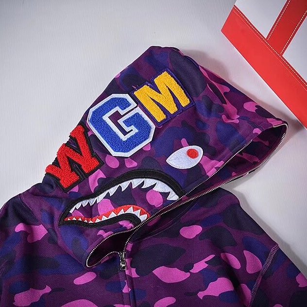 Bape 1st Camo Shark Full Hoodies Purple