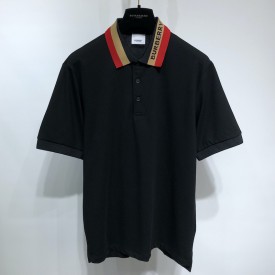 BBR Logo Detail Cotton Pique Polo Shirt Black