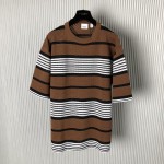 BBR Stripe Print Nylon Oversized T-shirt Brown