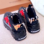 BUR Vintage Check Cotton and Nubuck Arthur Sneakers Black/Red