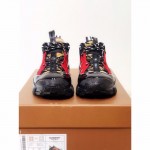 BUR Vintage Check Cotton and Nubuck Arthur Sneakers Black/Red