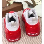 BUR Vintage Check Cotton and Nubuck Arthur Sneakers White/Red