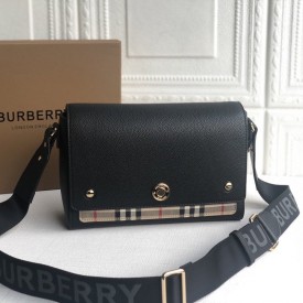 BUR Leather and Vintage Check Note Crossbody Bag