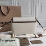 BUR Leather and Vintage Check Note Crossbody Bag Natural/tan