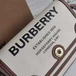BUR Leather and Vintage Check Note Crossbody Bag Natural/tan