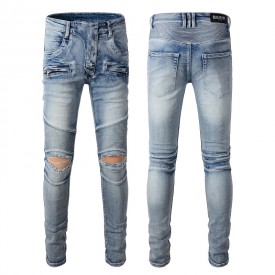 Replica Balmain Slim cut ridged cotton jeans