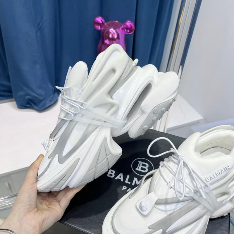 Balmain neoprene and leather Unicorn low-top sneakers White