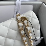 CC Lambskin Leather Classic Flap Bag White / Gold