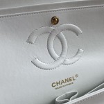 CC Lambskin Leather Classic Flap Bag White / Gold