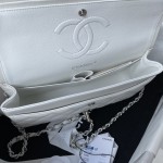 CC Lambskin Leather Classic Flap Bag White / Silver