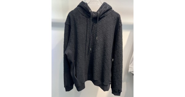 Dior Oblique Hooded Sweatshirt Black Terry Cotton Jacquard