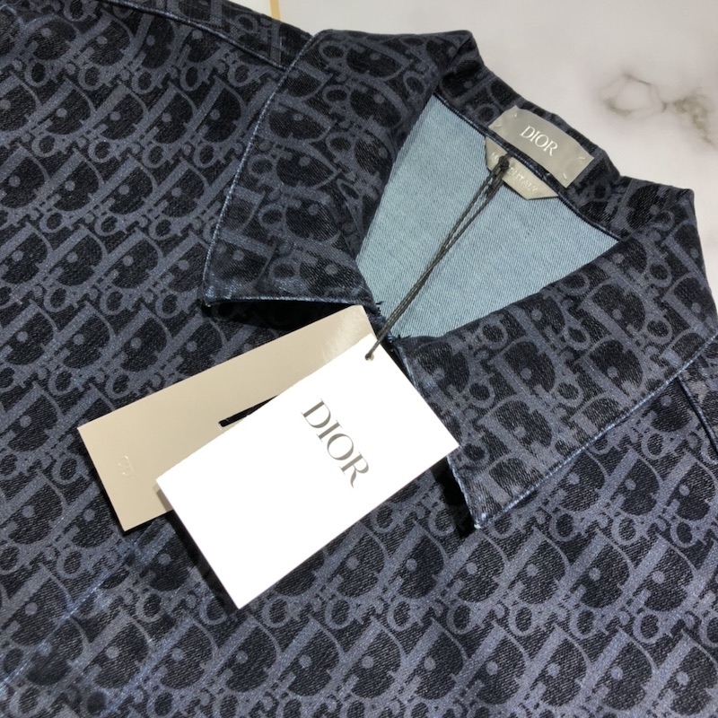 Dior Oblique Overshirt Blue Cotton-Blend Twill