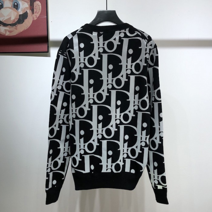 Dior Oversized Reflective Dior Oblique Sweater Wool Jersey Black