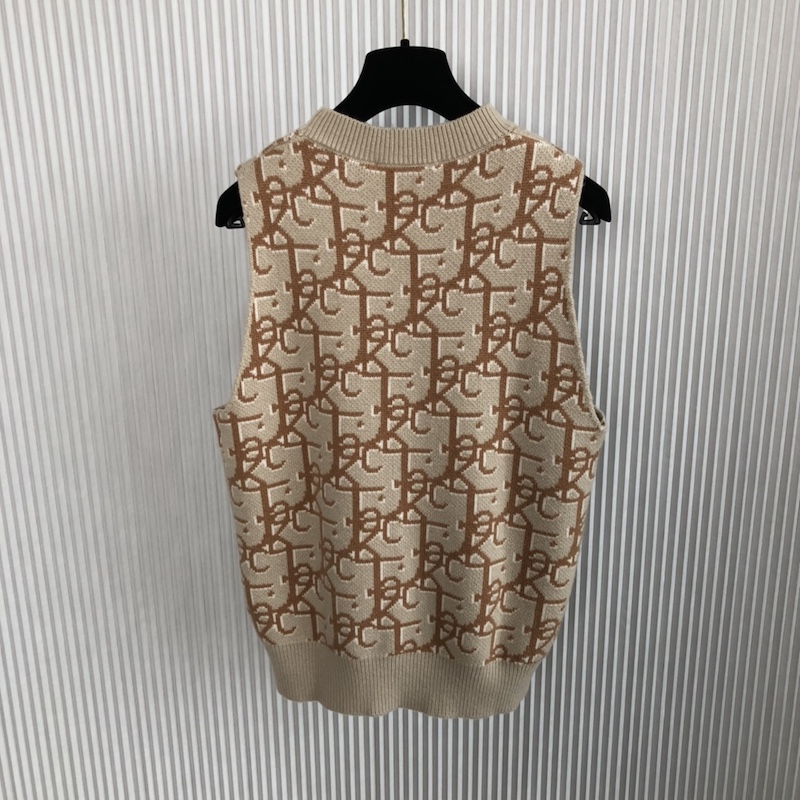 Oversized CACTUS JACK DIOR Sleeveless Sweater Beige and Brown