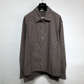 Brown and Black Dior Oblique Kasuri Cotton Denim Overshirt
