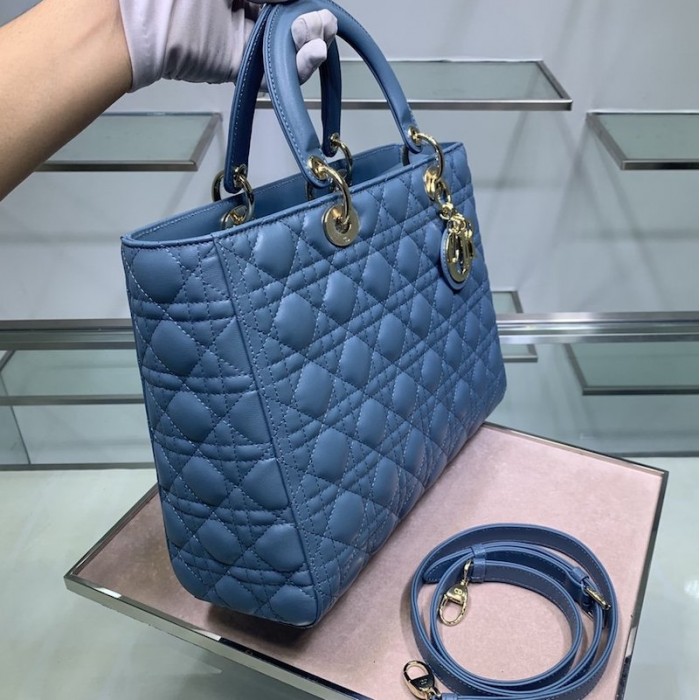 Dior Lady Dior Lambskin Bag Blue