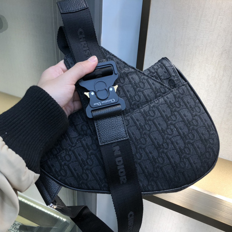 Dior Saddle Bag Beige and Black Dior Oblique Jacquard