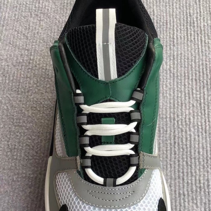 Dior B22 Sneaker in technical knit grey and green calfskin