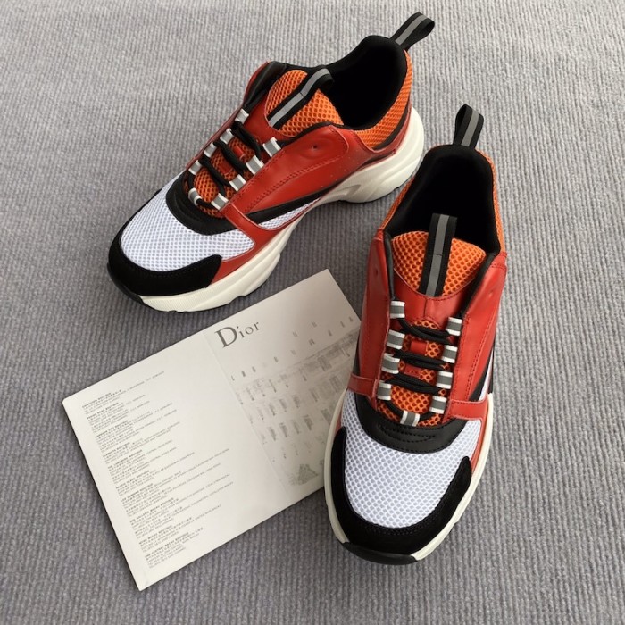 Dior B22 Sneaker in technical knit and red calfskin