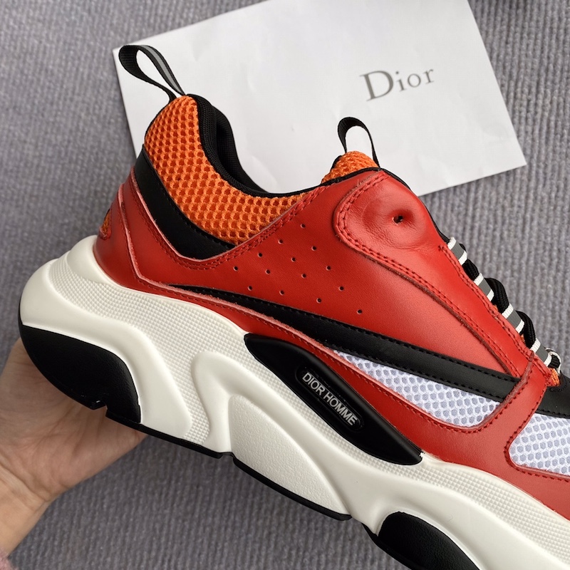 Dior B22 Sneaker in technical knit and red calfskin
