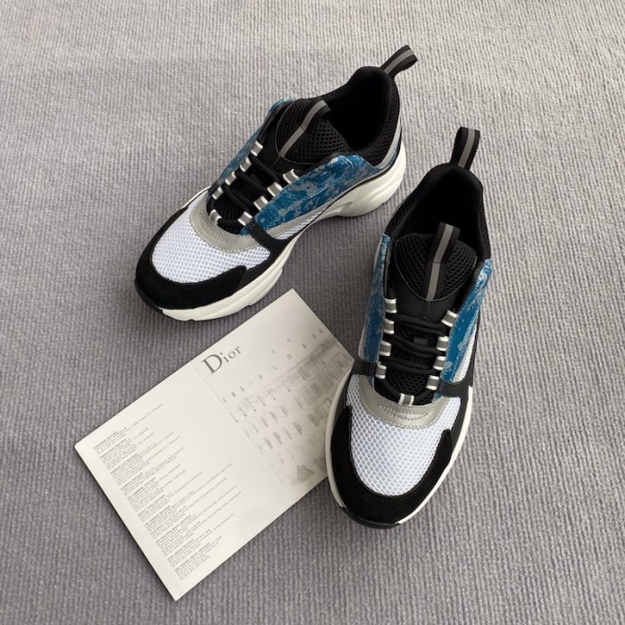 Dior B22 Sneaker in technical knit and blue calfskin