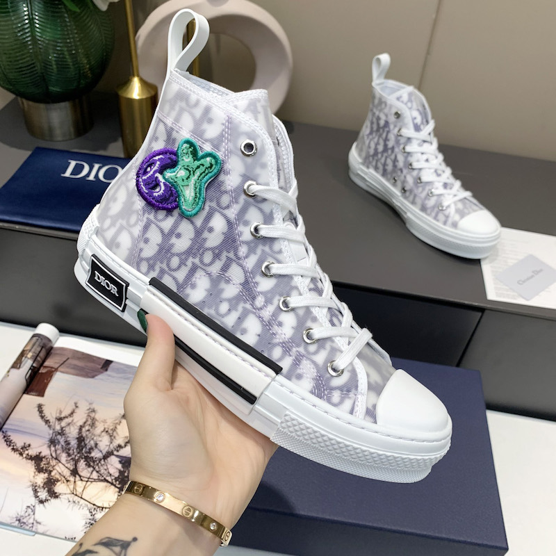 B23 DIOR AND KENNY SCHARF High-Top Sneaker White and Purple