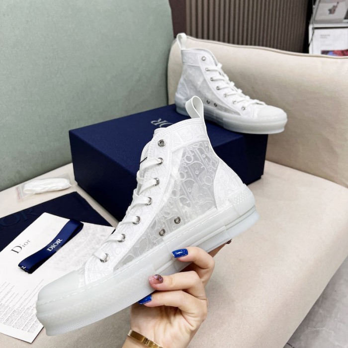 B23 High-Top Sneaker Transparent Canvas with White Raised Dior Oblique ...