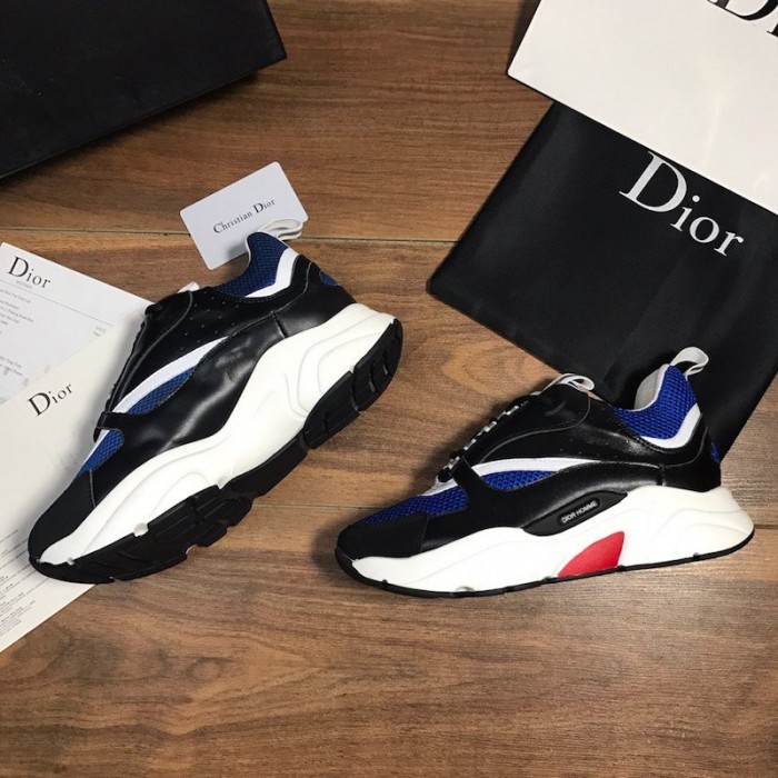 Dior B22 Sneaker in black technical knit black with blue