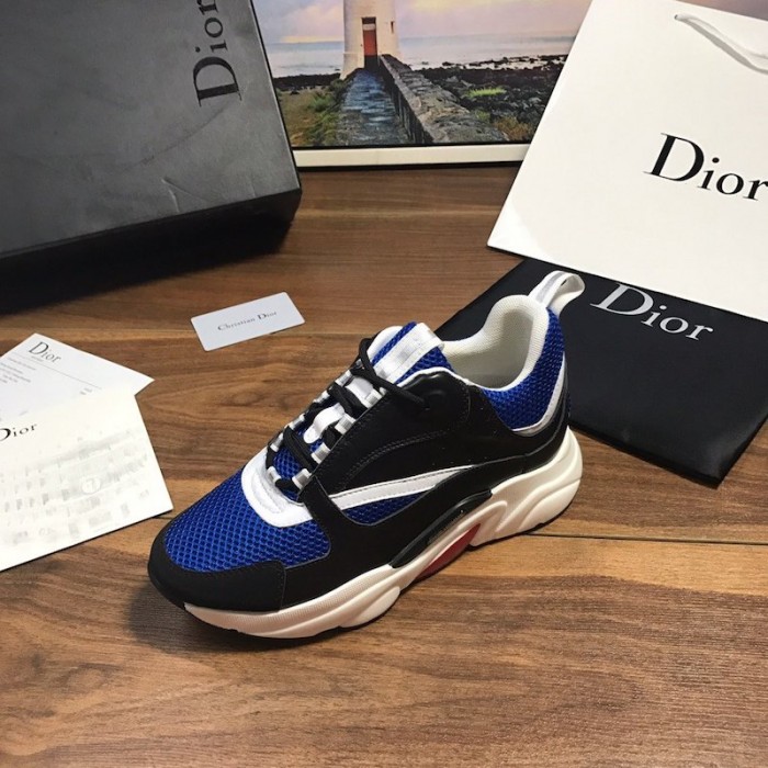 Dior B22 Sneaker in black technical knit black with blue