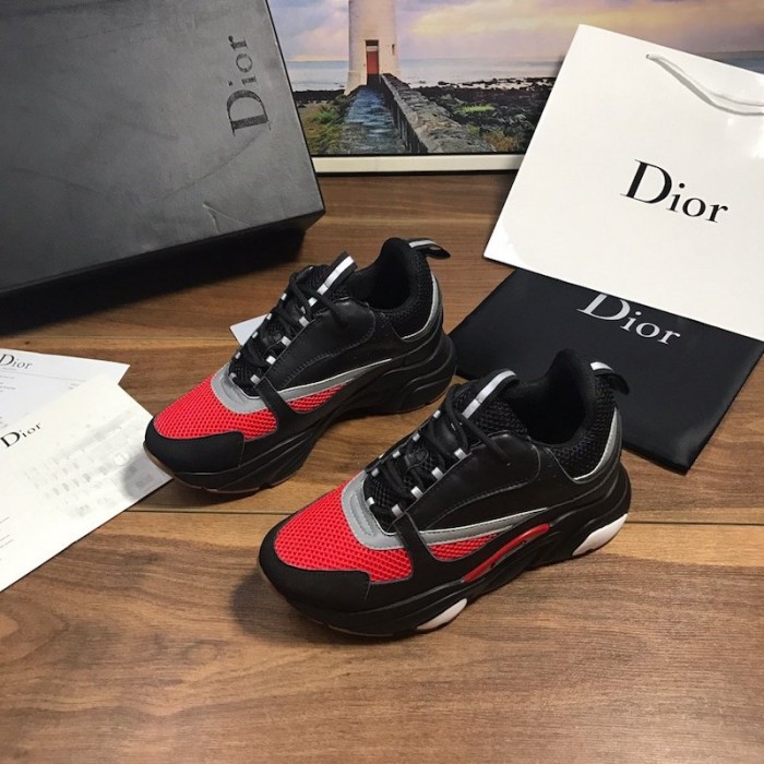 Dior B22 Sneaker in black technical knit black with red