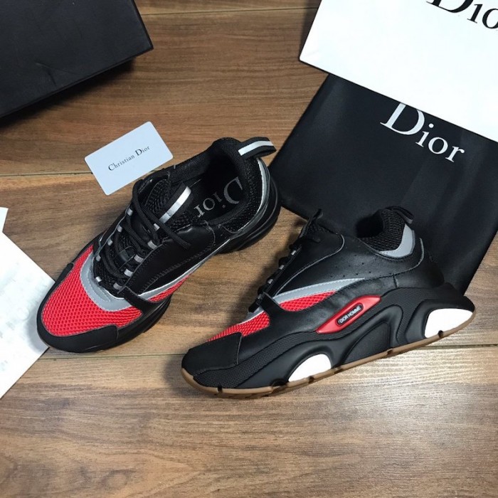Dior B22 Sneaker in black technical knit black with red