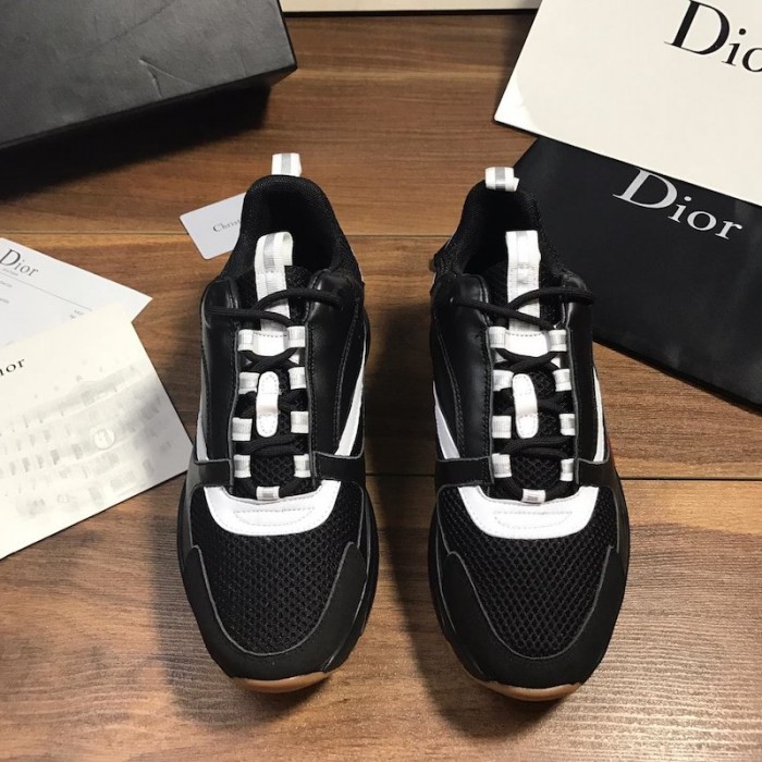 Dior B22 Sneaker in black technical knit and black and white calfskin
