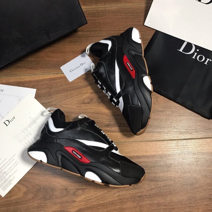 Dior B22 Sneaker in black technical knit and black and white calfskin