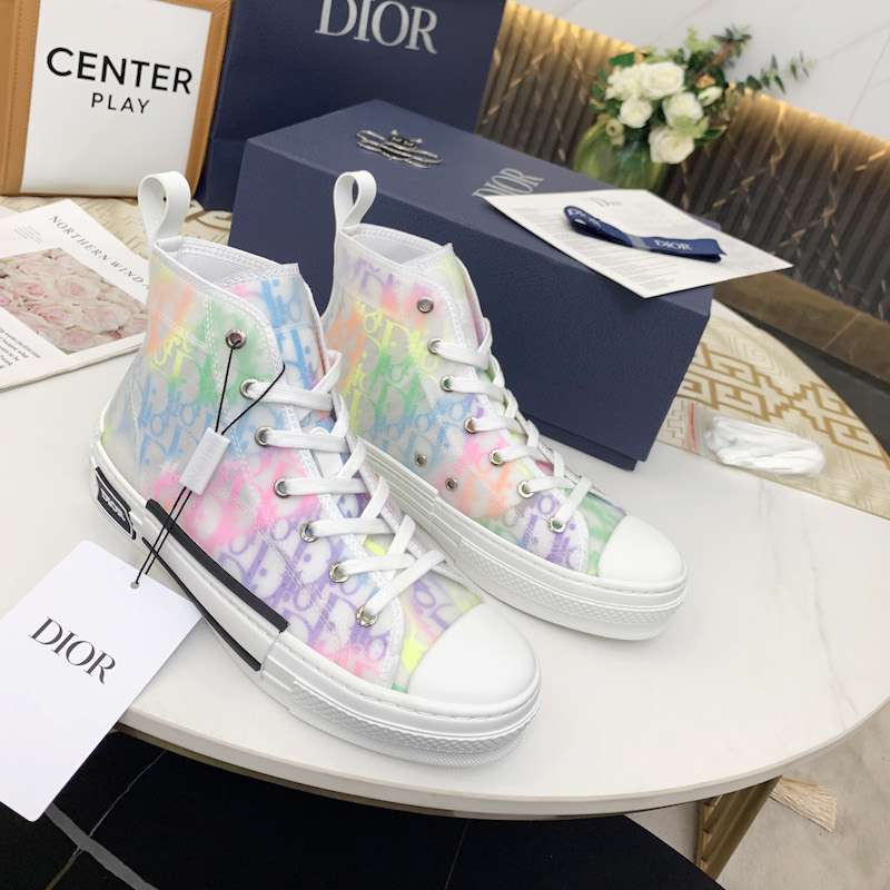 Dior B23 High Top Sneaker Rainbow Dior Oblique Canvas