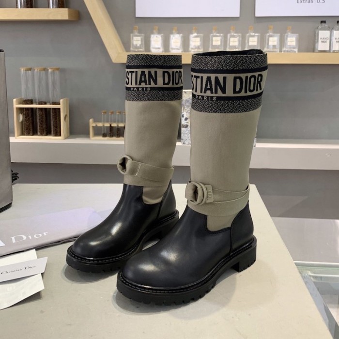 Dior D-Major Boot Taupe and Black Technical Fabric and Calfskin