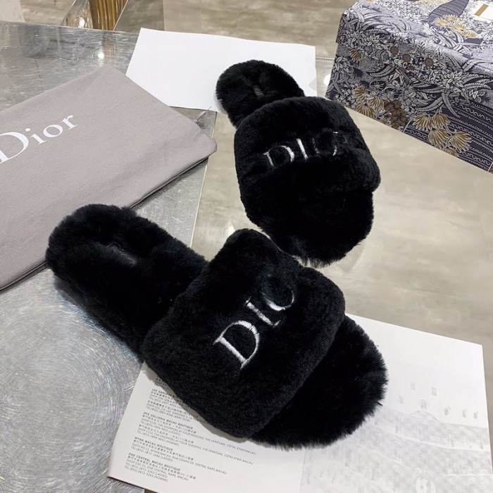 Dior Fur Women Slides Black