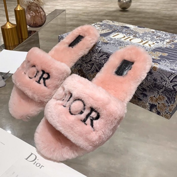 Dior Fur Women Slides Pink