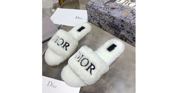 Dior Fur Women Slides White