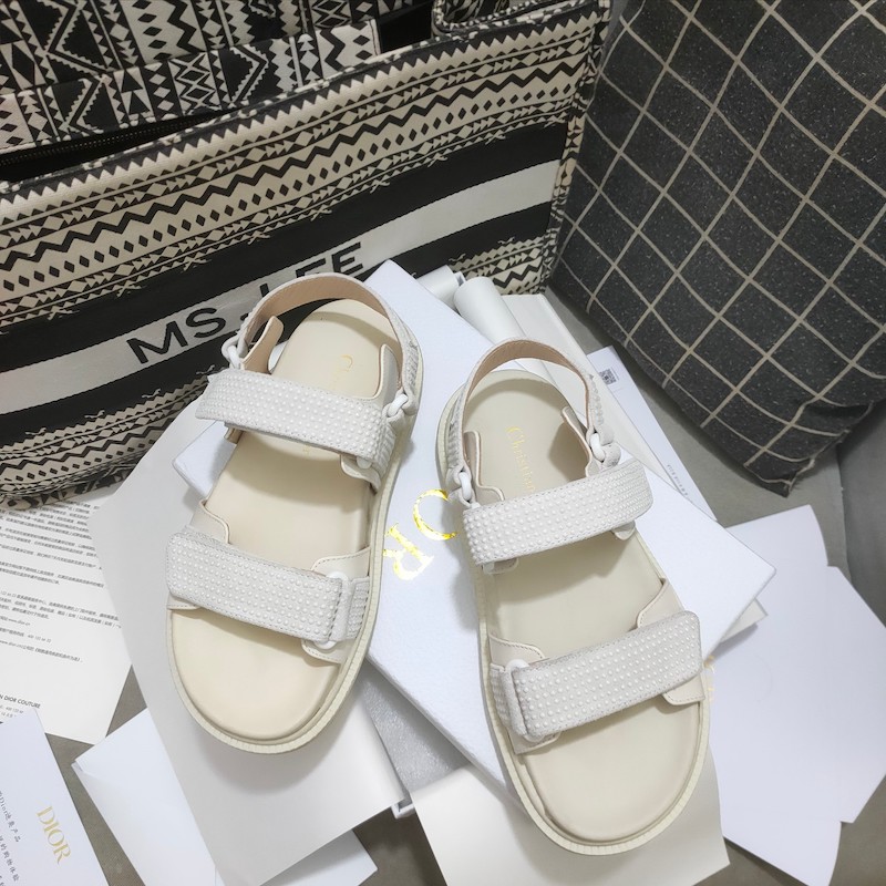 Dior DiorAct Sandal White Technical Fabric and White Resin Pearls