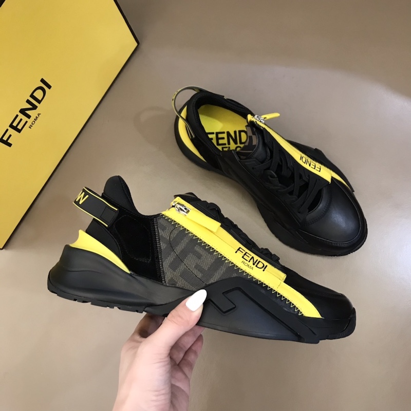 Fendi Flow Nylon Low Tops Sneaker Black / Yellow