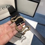 replica Gucci Leather belt with snake buckle