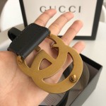 Replica Gucci Leather belt with Double G buckle