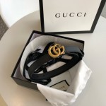 Replica Gucci Leather belt with Double G buckle