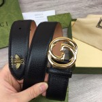 Replica Gucci GG Buckle Leather Belt with Bee