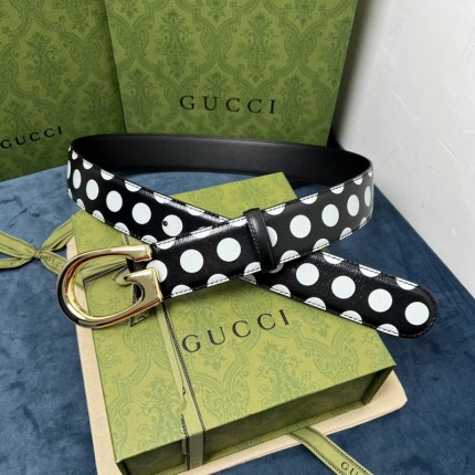 Replica Gucci Polka-dot belt with G buckle