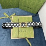 Replica Gucci Polka-dot belt with G buckle